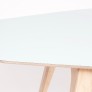 Curved edge of oval dining table