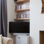 Alcove cupboards and pine shelving close-up