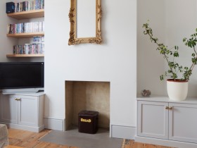 Alcove cupboards and pine shelving