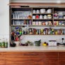 Walnut kitchen open cupboard